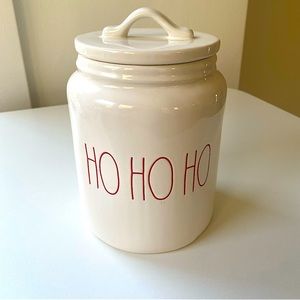 Rae Dunn Ho Ho Ho Canister White w/ Red Large Letters for Christmas / Santa